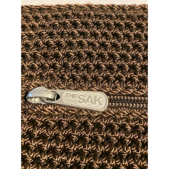The Sak Elliott Lucca Crochet Chocolate Brown Hobo Shoulder Bag W/Charm Nice GUC - Picture 11 of 15
